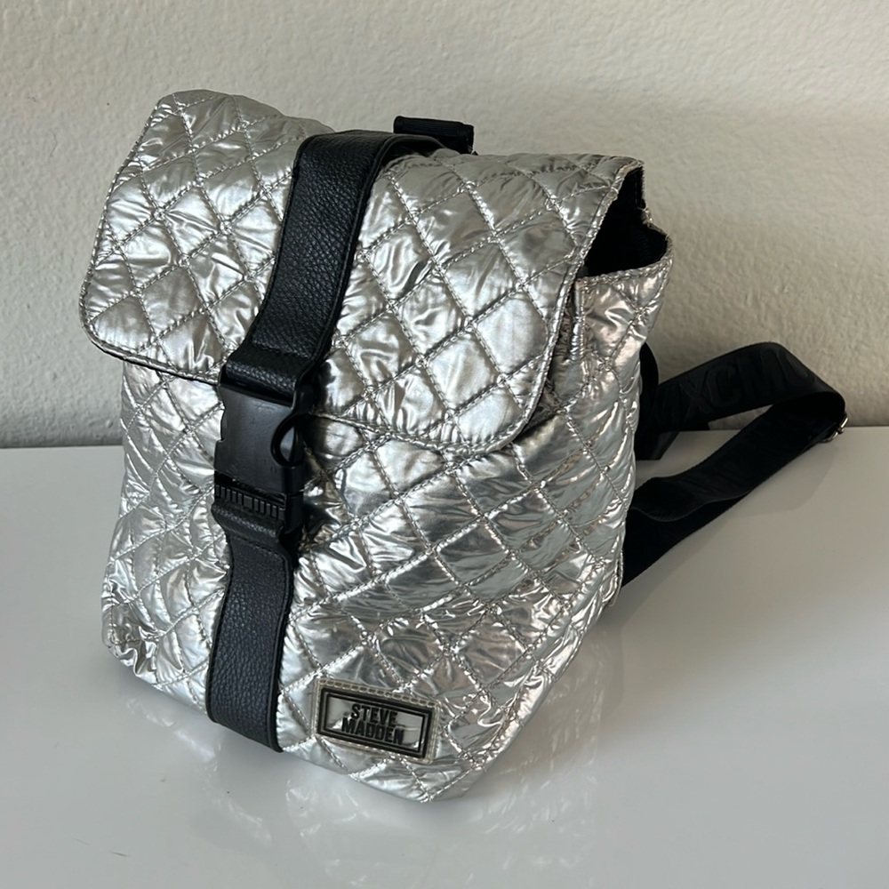 Steve Madden Silver & Black Backpack Purse